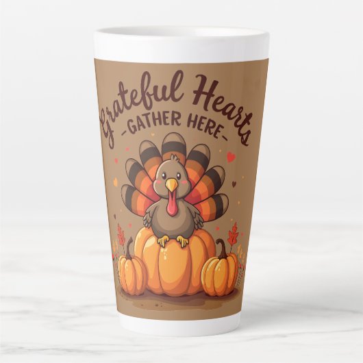 Grateful Hearts Thanksgiving Turkey Latte Mok (Voorkant)