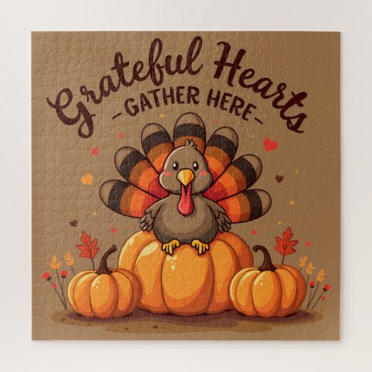 Grateful Hearts Thanksgiving Turkey Legpuzzel (Verticaal)