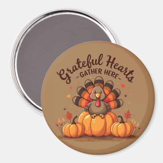 Grateful Hearts Thanksgiving Turkey Magneet (Voorkant / Achterkant)