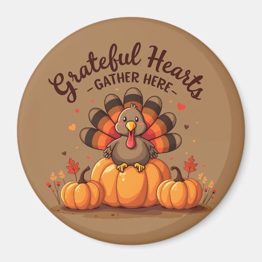 Grateful Hearts Thanksgiving Turkey Magneet (Voorkant)