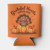 Grateful Hearts Thanksgiving Turkey Orange Blikjeskoeler (Voorkant)