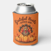 Grateful Hearts Thanksgiving Turkey Orange Blikjeskoeler (Blikje Achterkant)
