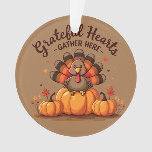 Grateful Hearts Thanksgiving Turkey Ornament (voorkant)