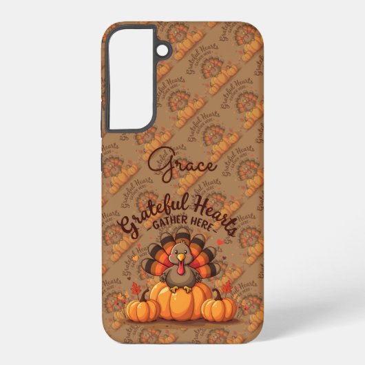 Grateful Hearts Thanksgiving Turkey Samsung Galaxy Hoesje (Achterkant)
