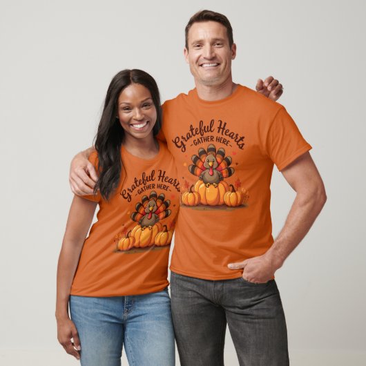 Grateful Hearts Thanksgiving Turkey T-shirt (Unisex)