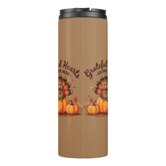 Grateful Hearts Thanksgiving Turkey Thermosbeker (Achterkant)