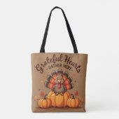 Grateful Hearts Thanksgiving Turkey Tote Bag (Achterkant)