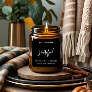 Grateful Herfst Candle Label Sticker   Custom
