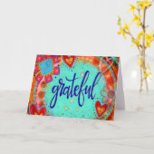 Grateful  Inspirerend harten bloemplezier Kaart (Gele Bloem)