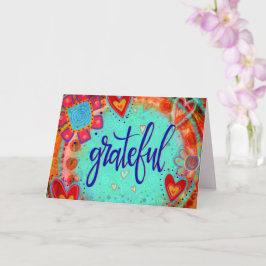 Grateful Inspirerend harten bloemplezier Kaart