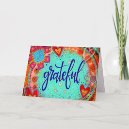 Grateful  Inspirerend harten bloemplezier Kaart