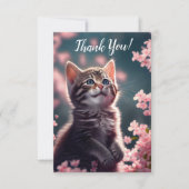 Grateful Kitten in Cherry Blossom Bedankkaart (Voorkant)