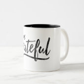 Grateful minimalistisch aangepaste achtergrondkleu tweekleurige koffiemok (Voorkant rechts)