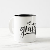 Grateful minimalistisch aangepaste achtergrondkleu tweekleurige koffiemok (Voorkant links)