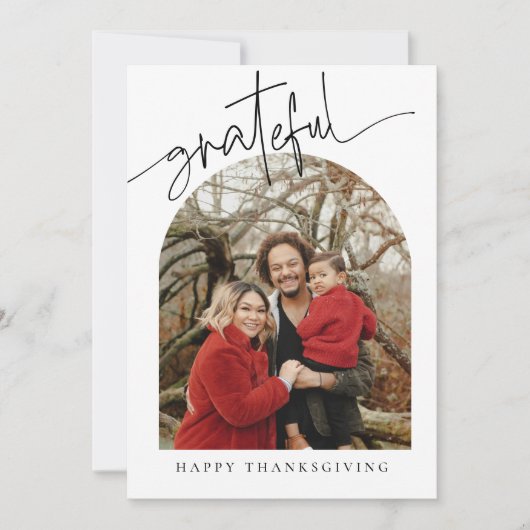 Grateful minimalistische familie Thanksgiving kaar Feestdagenkaart (Voorkant)