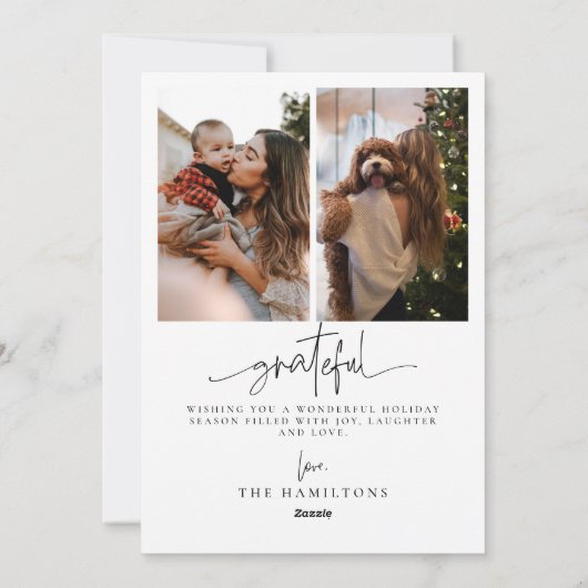 Grateful minimalistische familie Thanksgiving kaar Feestdagenkaart (Achterkant)