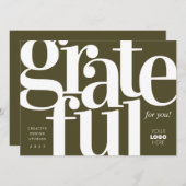 Grateful Modern Army Green Business Holiday Kaart (Voorkant / Achterkant)