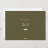 Grateful Modern Army Green Business Holiday Kaart (Achterkant)
