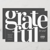 Grateful Modern Charcoal Business Holiday Kaart (Voorkant / Achterkant)