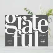Grateful Modern Charcoal Business Holiday Kaart (Staand voorkant)