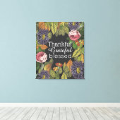 Grateful Modern Flowers op Dark Grey Canvas Afdruk (Insitu (Houten vloer))