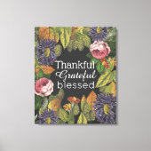 Grateful Modern  Flowers op Dark Grey Canvas Afdruk (Voorkant)