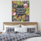 Grateful Modern Flowers op Dark Grey Canvas Afdruk (Insitu (Slaapkamer))