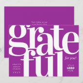 Grateful Modern Paarse Business Holiday Kaart (Voorkant / Achterkant)
