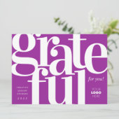 Grateful Modern Paarse Business Holiday Kaart (Staand voorkant)