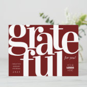 Grateful Modern Red Business Holiday Kaart (Staand voorkant)