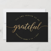Grateful Modern Script Business Logo Corporate Feestdagenkaart (Voorkant)