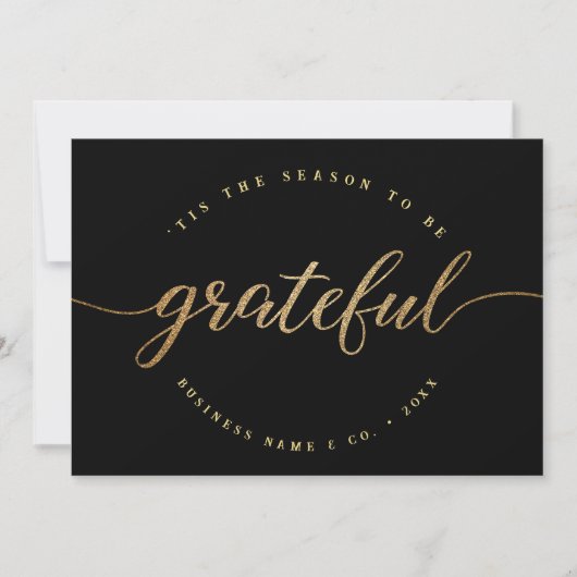 Grateful Modern Script Business Logo Corporate Feestdagenkaart (Voorkant)