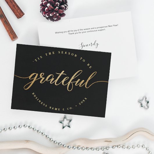 Grateful Modern Script Business Logo Corporate Feestdagenkaart