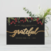 Grateful Modern Script Holly Pine business logo Feestdagenkaart (Staand voorkant)