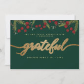 Grateful Modern Script Holly Pine business logo  Feestdagenkaart (Voorkant)