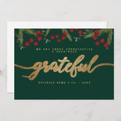 Grateful Modern Script Holly Pine business logo  Feestdagenkaart (Voorkant / Achterkant)