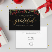 Grateful Modern Script Holly Pine business logo Feestdagenkaart
