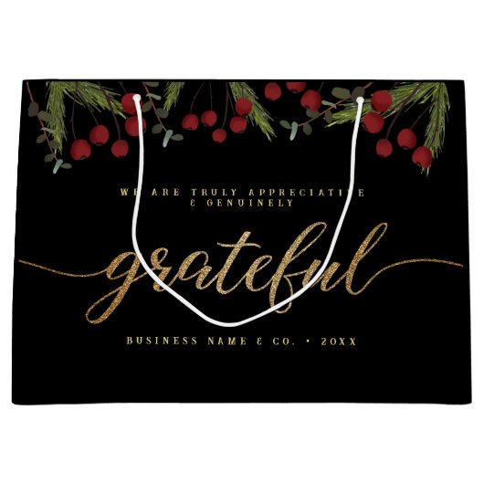 Grateful Modern Script Holly Pine business logo Groot Cadeauzakje (Voorkant)