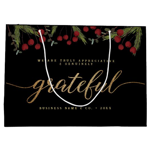 Grateful Modern Script Holly Pine business logo  Groot Cadeauzakje (Achterkant)