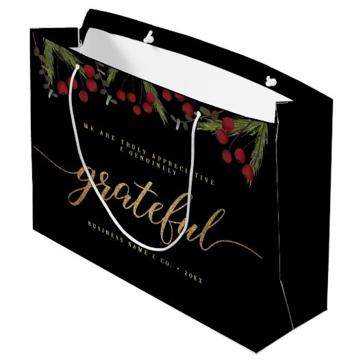 Grateful Modern Script Holly Pine business logo  Groot Cadeauzakje (Achterkant Gekanteld)
