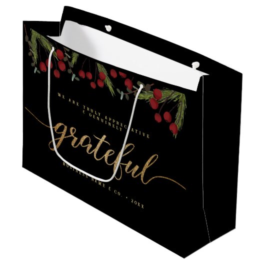 Grateful Modern Script Holly Pine business logo Groot Cadeauzakje (Voorkant Gekanteld)