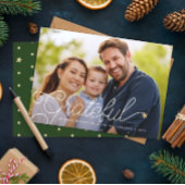 Grateful Modern Script Photo Gold Star Feestdagenkaart