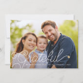 Grateful Modern Script Photo Gold Star Feestdagenkaart (Voorkant)