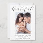 Grateful ・ Modern Script Photo Preemie Birth Aankondiging (Voorkant)
