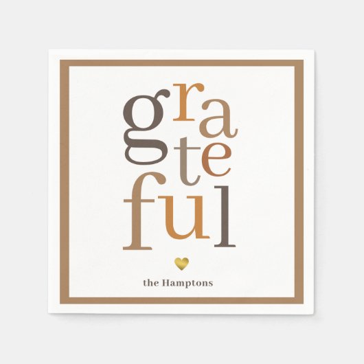 Grateful Modern Typography Thanksgiving Servet (Voorkant)
