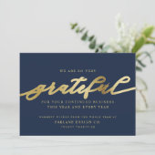 Grateful | Moderne Script Business Logo Corporate Feestdagenkaart (Staand voorkant)