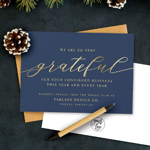 Grateful   Moderne Script Business Logo Corporate Feestdagenkaart