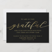 Grateful | Moderne Script Business Logo Corporate Feestdagenkaart (Voorkant)