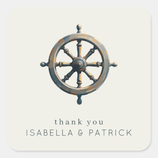 Grateful Muted Nautical Wheel Vierkante Sticker (Voorkant)