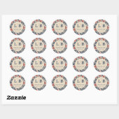 Grateful Navy Floral Circle Ronde Sticker (Vel)